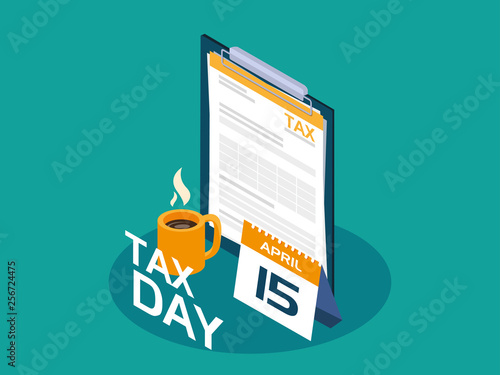 tax day with clipboard and calendar reminder