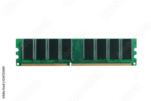 Old computer ram module isolated on a white background.
