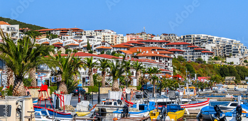 Colorful boats  in  port of Saint Vlas (Marina Dinevi). Bulgaria