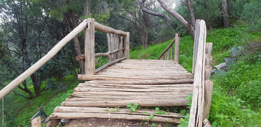 Old Wooden Bridge on Filopappou Hill Athens Old Wooden Bridge on Filopappou Hill Athens