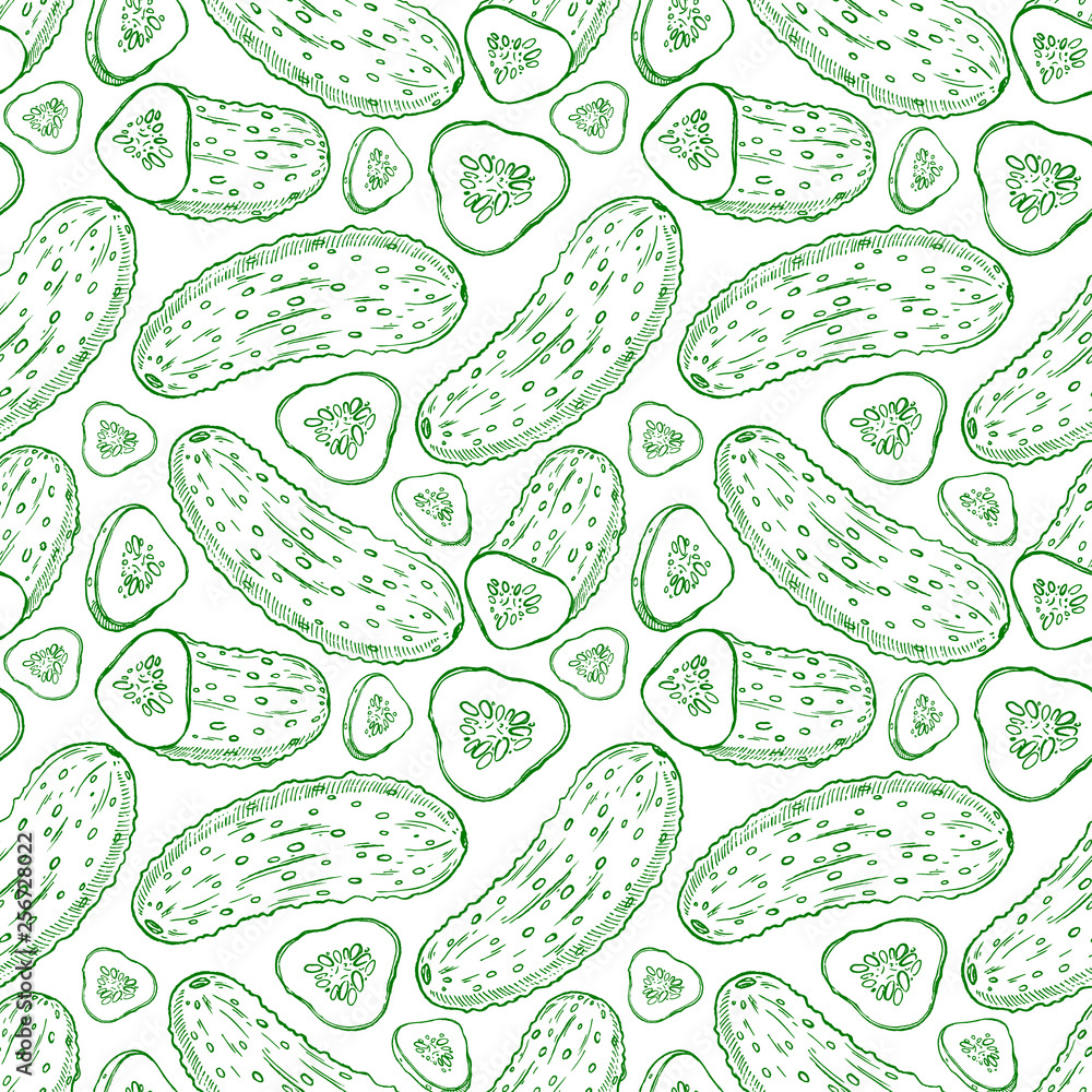 seamless sketch cucumbers seamless sketch cucumbers