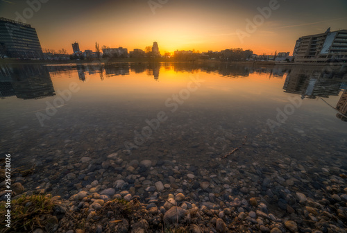 Photography Sunset over the Lake Strkovec, in Bratislava, Slovakia