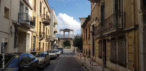 Athens Street Scene With Ruins