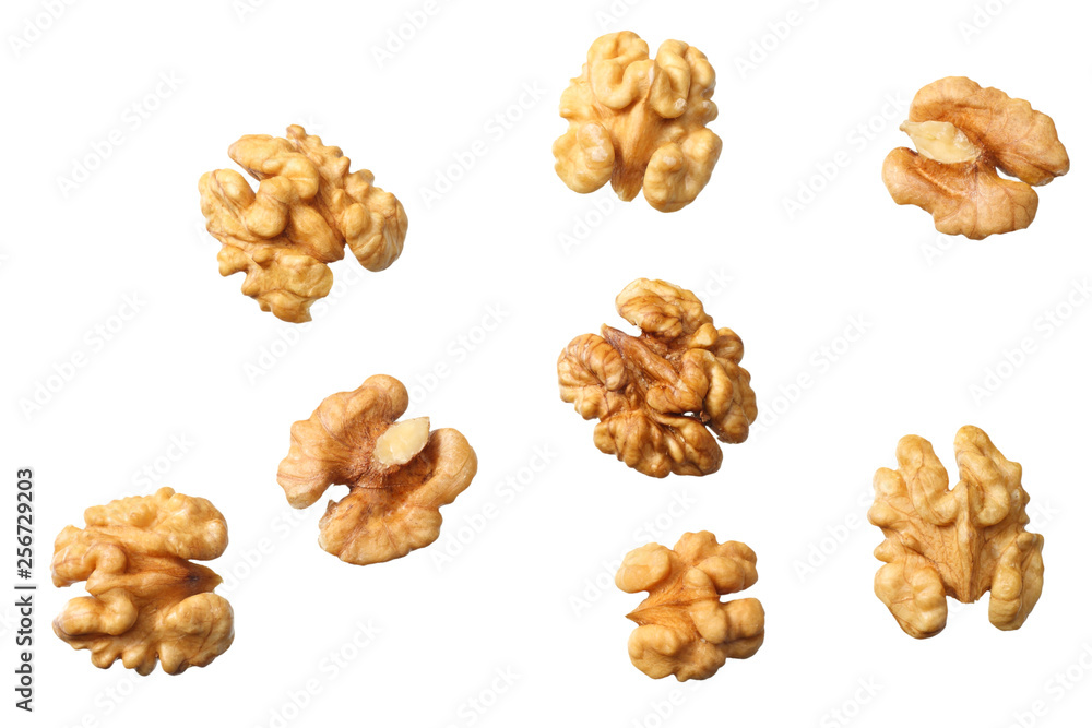 walnuts isolated on white background top view walnuts isolated on white background top view