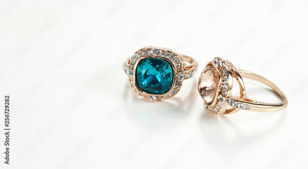 Gemstone ring white background