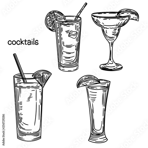 Vector cocktails isolated on white background. 