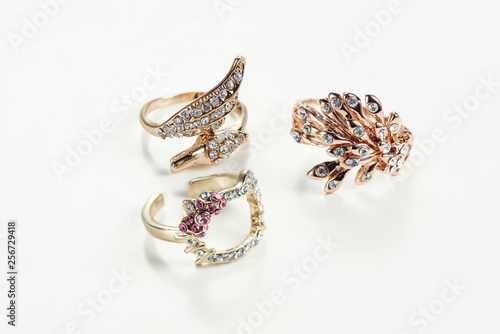 Jewelry ring on white background