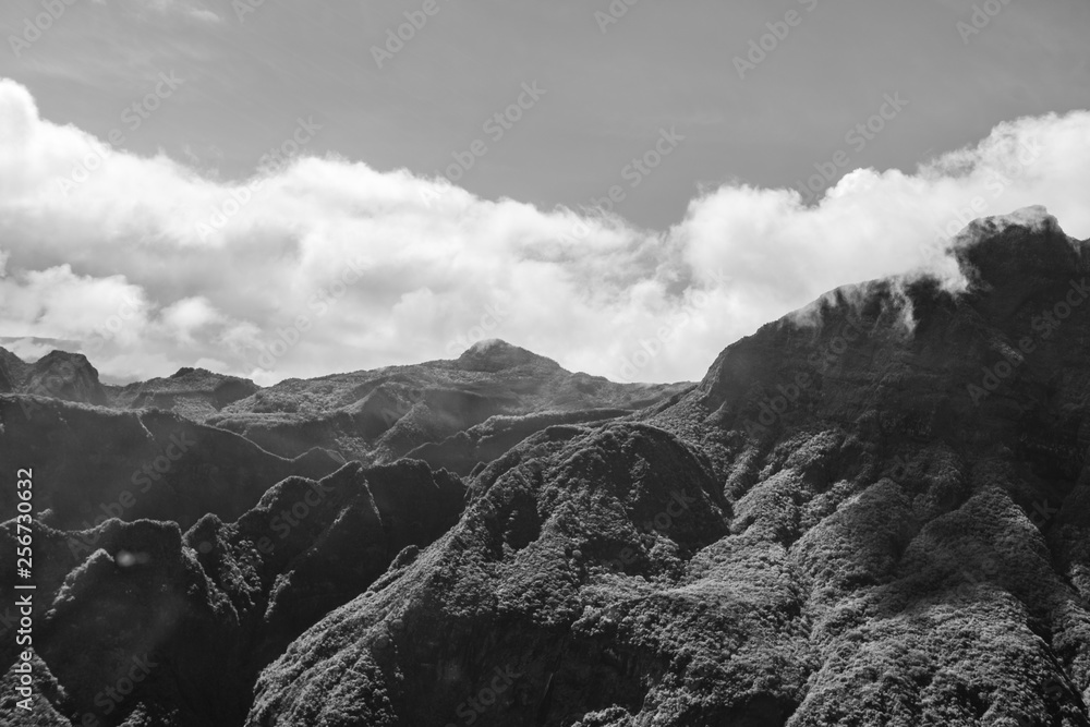 Black and white mountain view Black and white mountain view