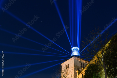 Lotrscak tower in Zagreb, Croatia during festival of lights