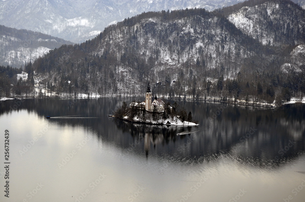 Fototapeta premium Lake Bled in Winter , Slovenia