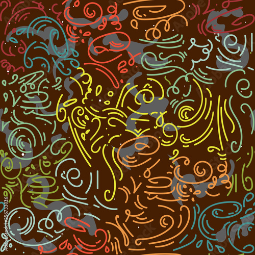 abstract doodle hand drawn pattern romantic vector. chaotic wavy lines, curl, scroll background. Seamless pattern. for wallpapers, pattern fills, web page backgrounds, surface textures.