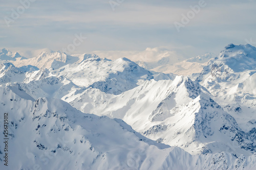 beautiful Alps mountain lanscape rocks under snow