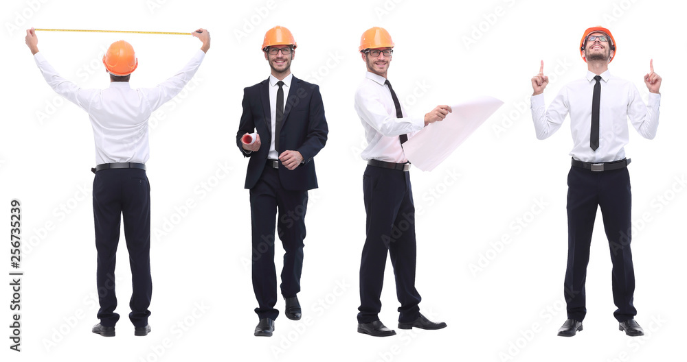 in full growth .competent engineer architect isolated on white in full growth .competent engineer architect isolated on white