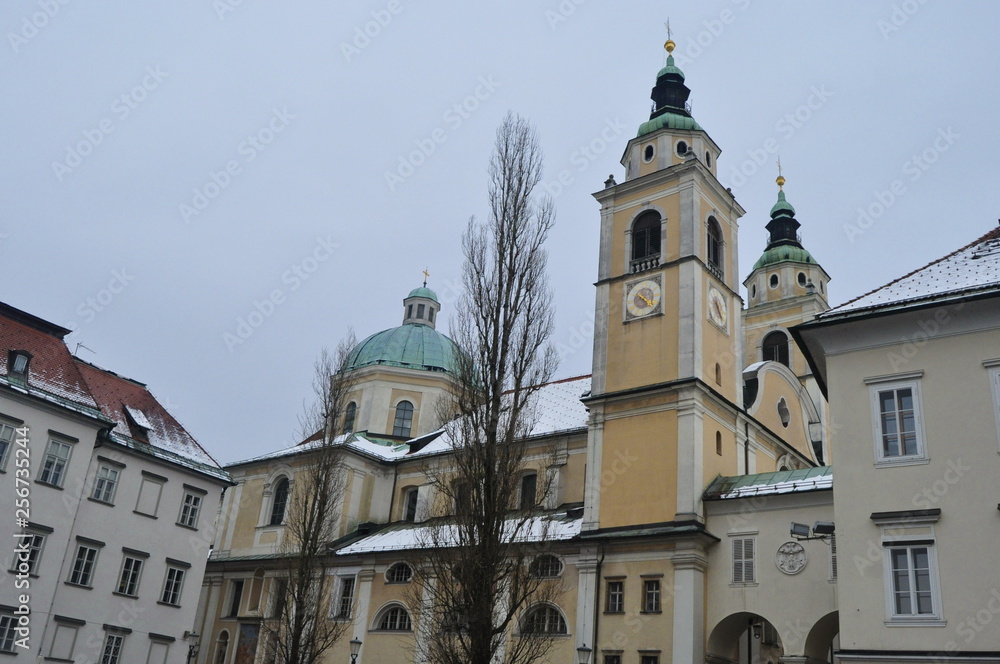 Church in Ljubljana in Winter, Slovenia