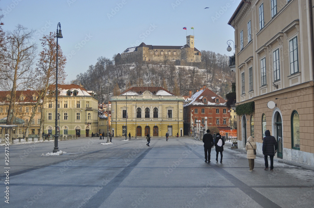 Castle in Ljubljana in Winter, Slovenia