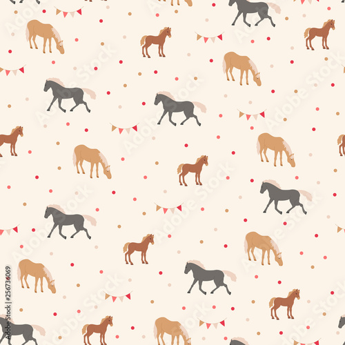 Seamless pattern with horses.
