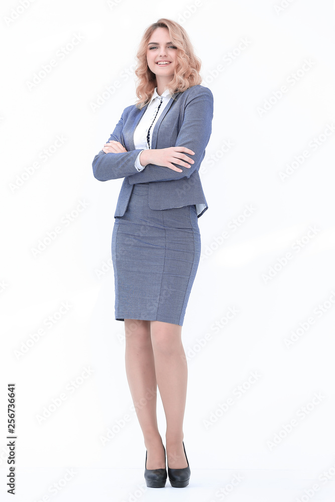 in full growth. smiling business woman in full growth. smiling business woman