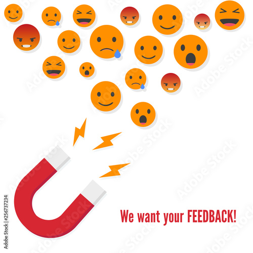 Social media concept. A magnet we want your feedback vector illustration concept image icon