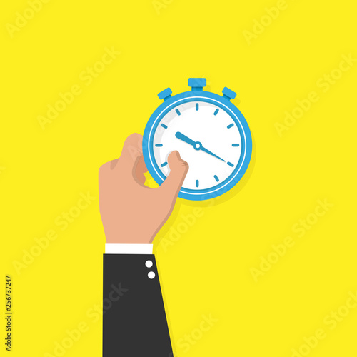 Hand with stopwatch concept. Vector illustration.