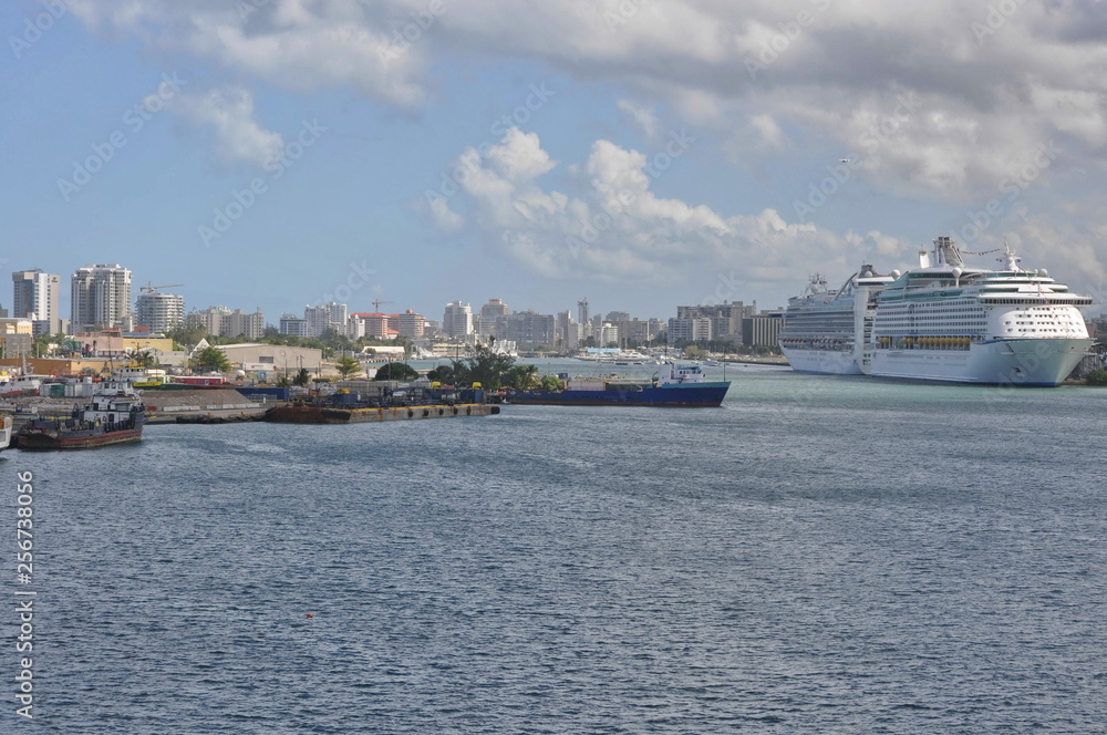 Cruise ships docked in San Juan, Puerto Rico