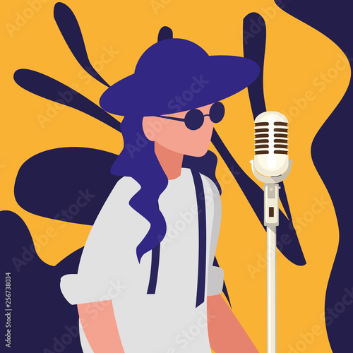 singer with microphone character