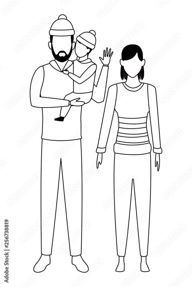 couple and child avatar black and white couple and child avatar black and white