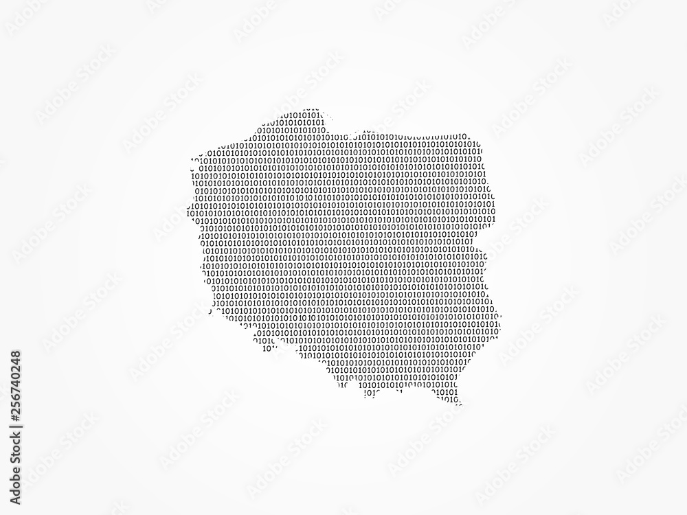 Poland vector map illustration using binary digits or numbers on light background to mean digital country and advancement of technology