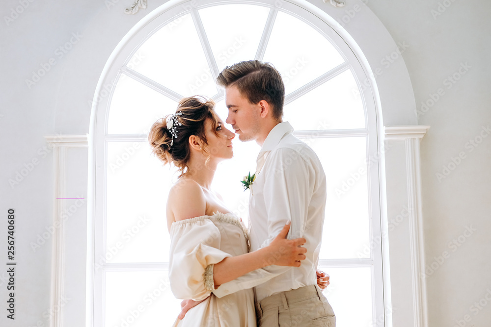 Couple of newly weds getting ready for the wedding.