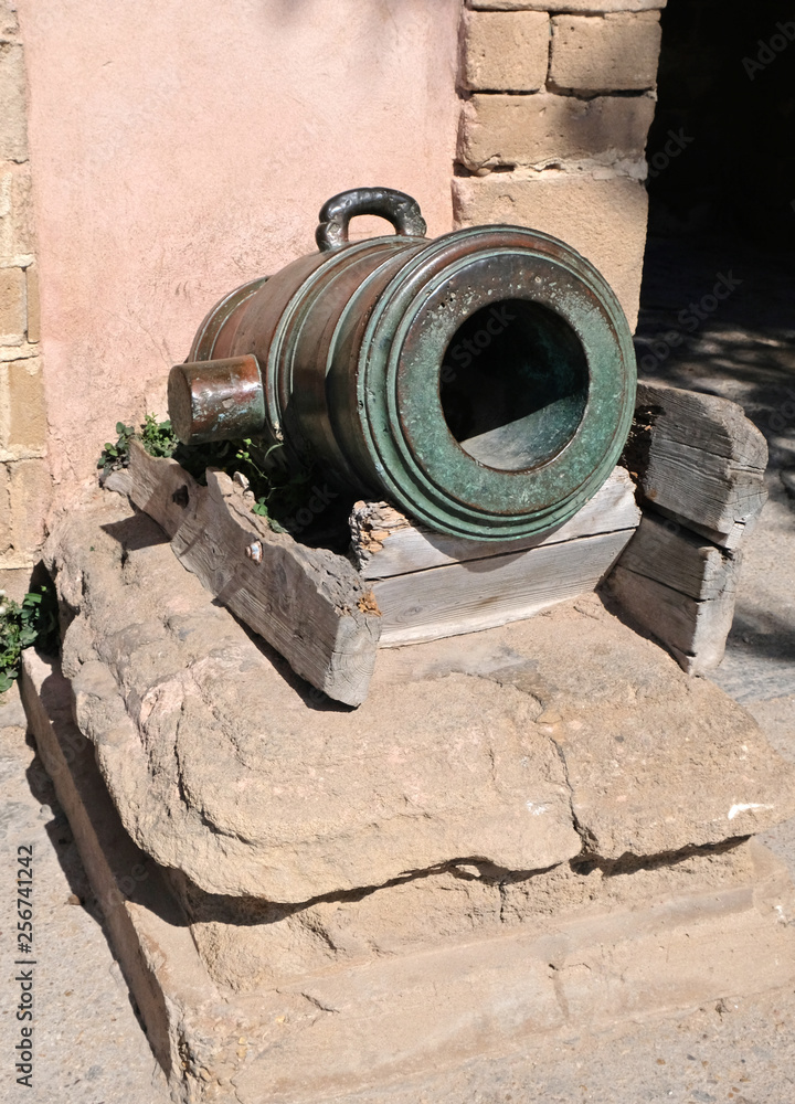 Antique cast-iron cannon that served for coastal defense in the Moroccan city of Essaouira