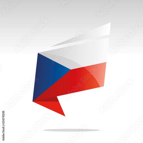 New abstract Czech Republic flag origami logo icon button label vector