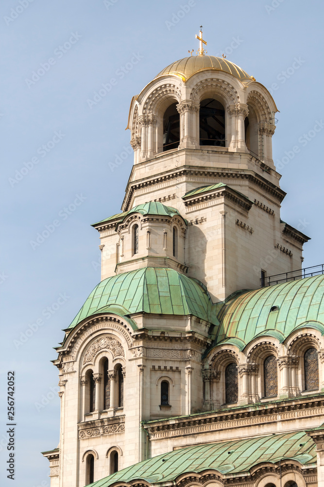 Amazing view of Cathedral Saint Alexander Nevski in Sofia, Bulgaria
