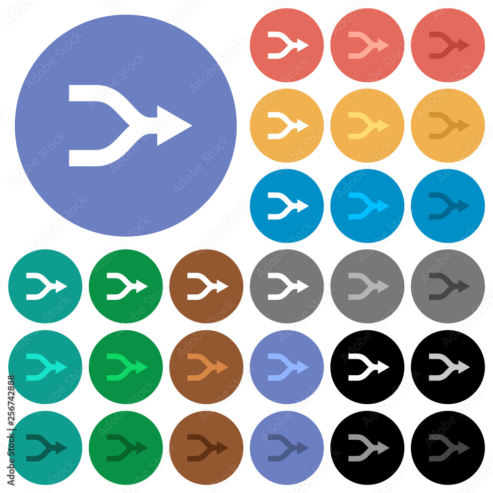 Merge arrows round flat multi colored icons Merge arrows round flat multi colored icons