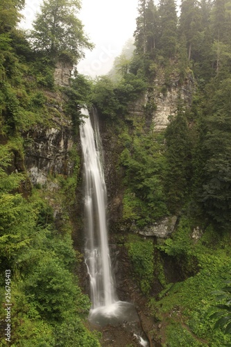 big waterfall among the mountains. savsat artvin turkey 