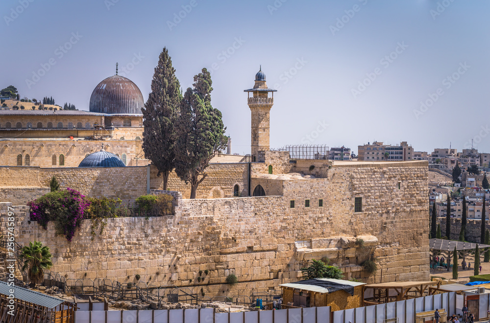 Jerusalem - October 04, 2018: The Western Wall of the Jewish temple in the Old City of Jerusalem, Israel