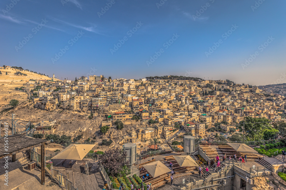 Jerusalem - October 04, 2018: Panoramic view of East Jerusalem, Israel