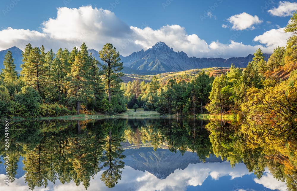 Mount Sneffels pond reflection near Ridgway Colorado County Road 7 Mount Sneffels pond reflection near Ridgway Colorado County Road 7