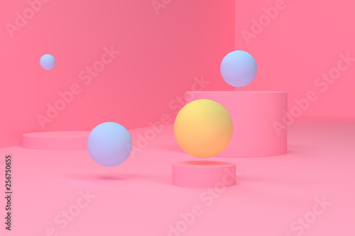Minimalist geometrical abstract shpae. 3D render, trend poster, Illustration Background.