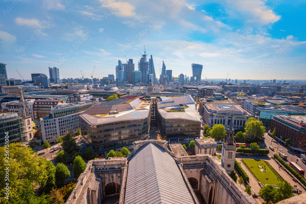 View of London cityscape from the Stone Gallery of St. Paul's Cathedral View of London cityscape from the Stone Gallery of St. Paul's Cathedral