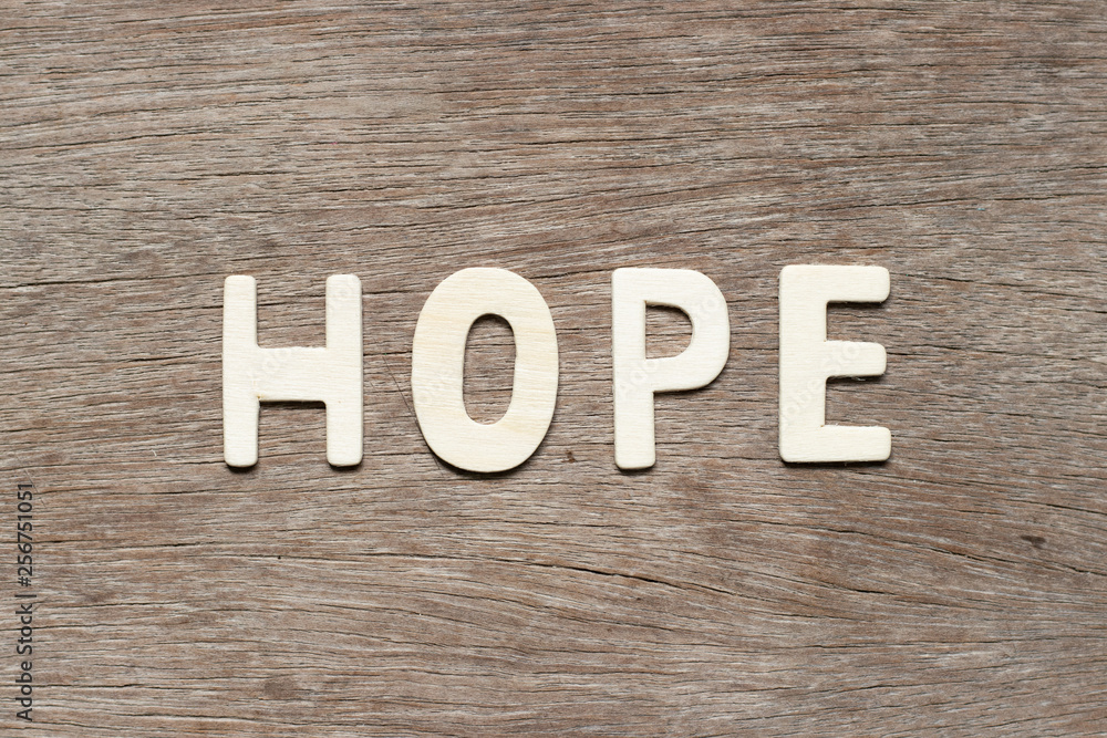 Alphabet letter in word hope on wood background Alphabet letter in word hope on wood background