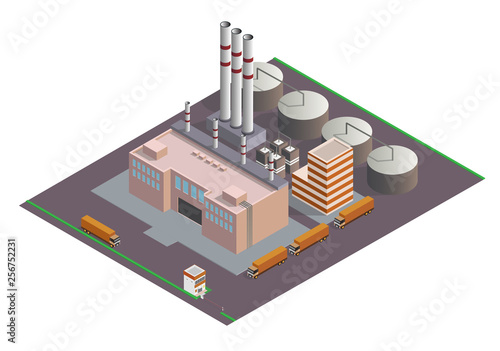 isometric Industrial buildings composition