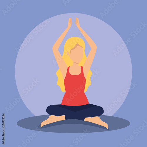 woman sitting doing meditation exercise