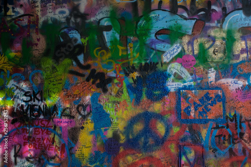 Colorfull grafitti texture from John Lennon wall in prague czech republic