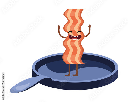 delicious tasty kawaii bacon cartoon