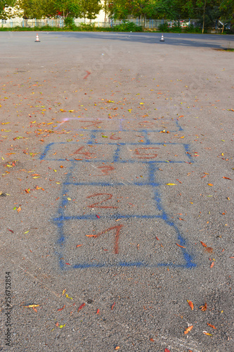 hopscotch game. hopscotch asphalt