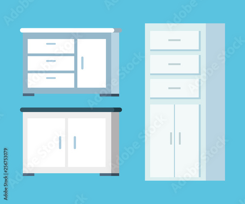 set wood shelf equipment in the office