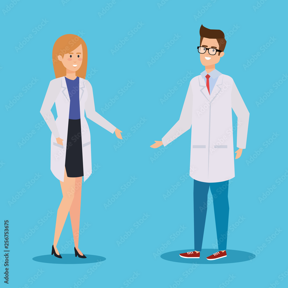 woman and man chemists to professional diagnosis