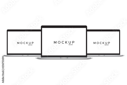 3 laptop computer notebook mockup vecter all isolated on background