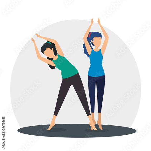 women doing yoga exercise position