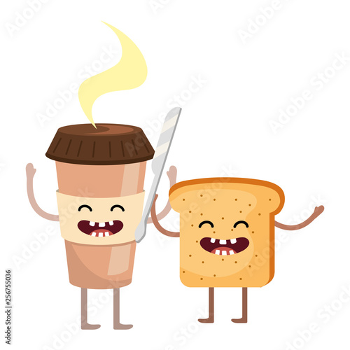 delicious kawaii breakfast cartoon