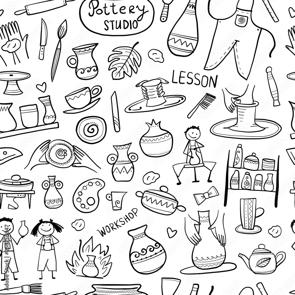 Pottery studio, seamless pattern for your design